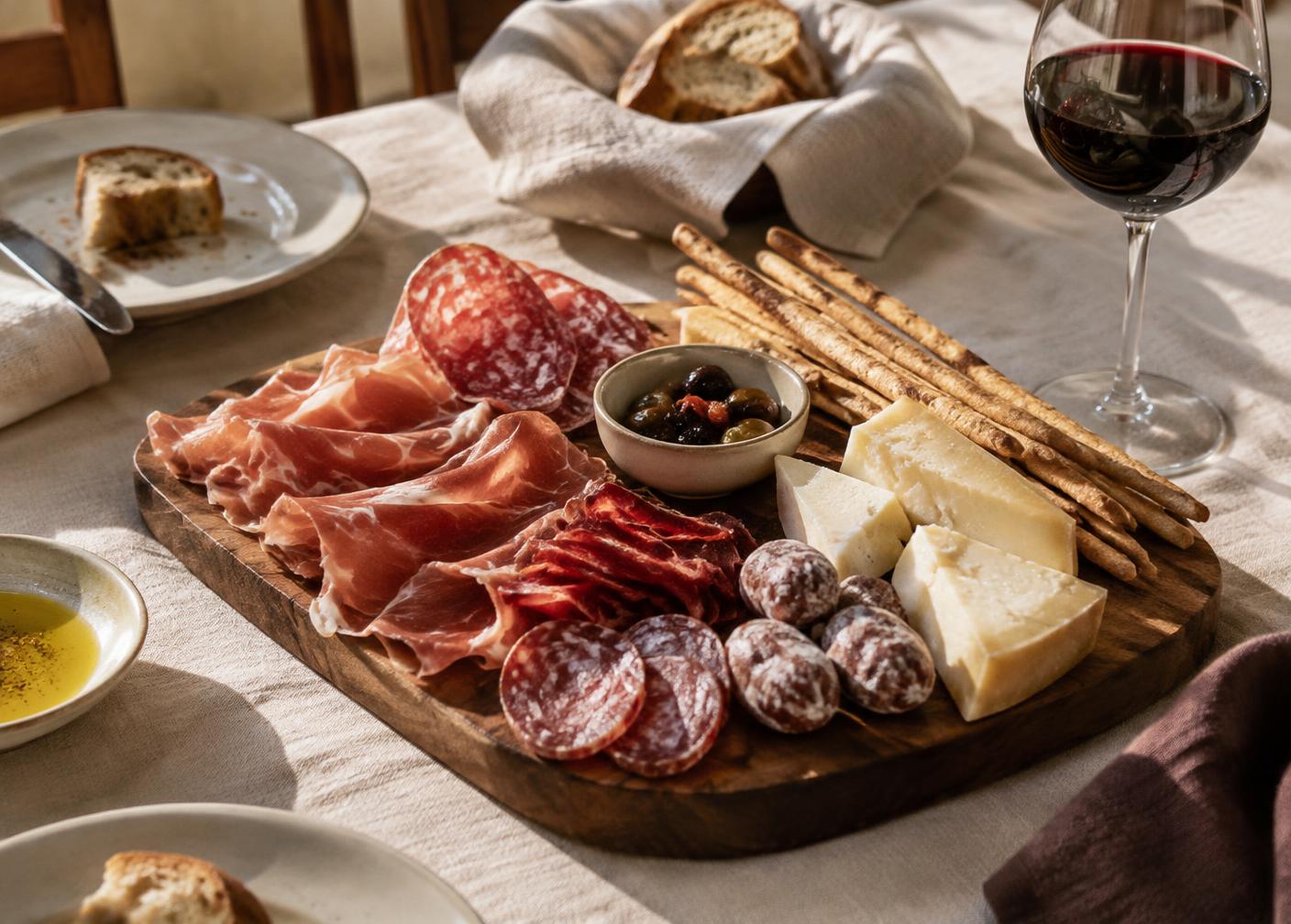 Tagliere di salumi e formaggi piemontesi